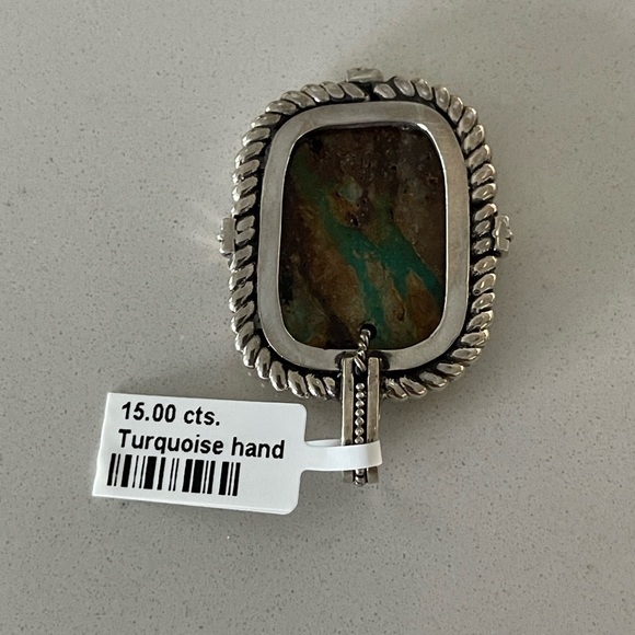 One of a kind 15.00 carats Hachita Turquoise 925 pendant - Picture 11 of 12